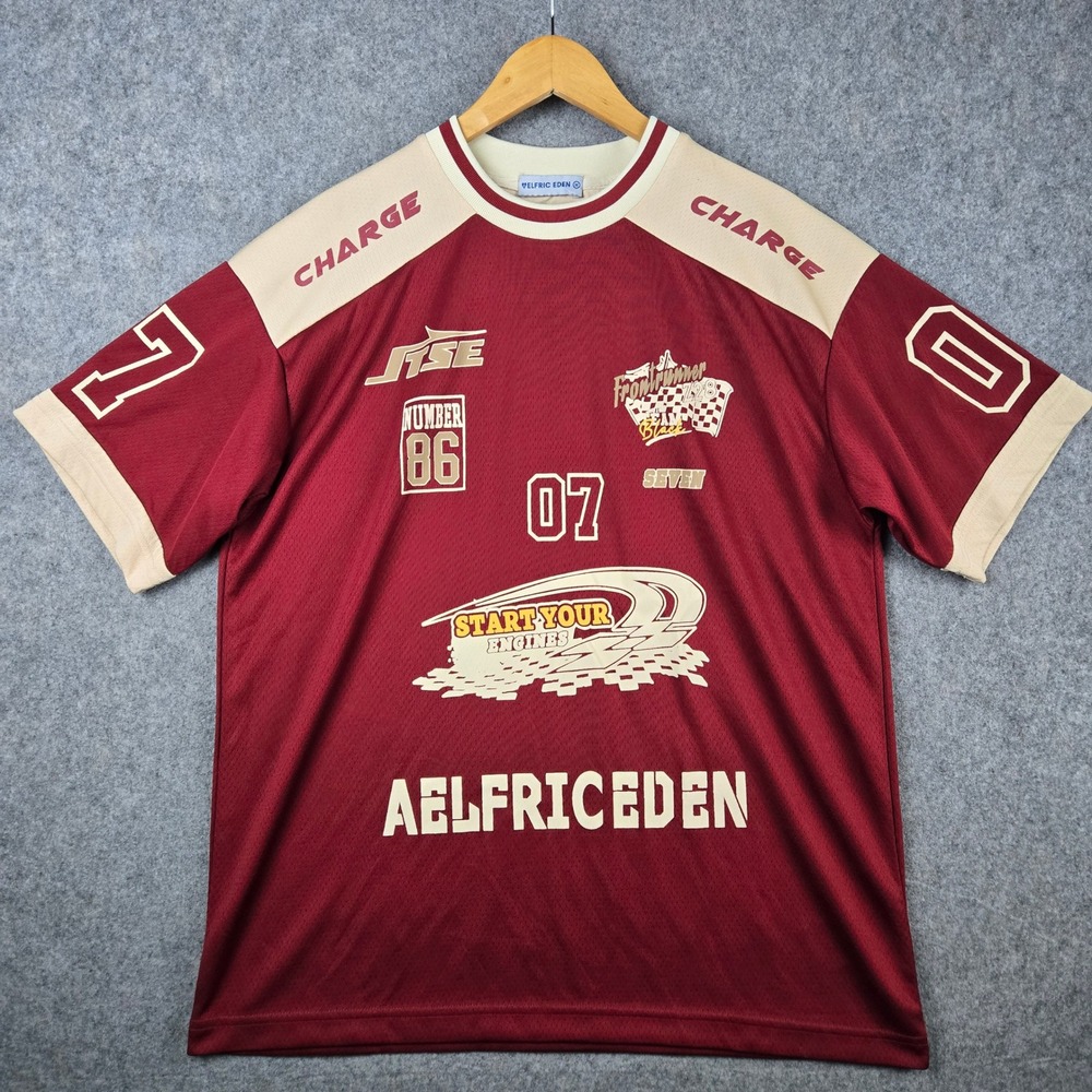 Aelfric Eden Racing Jersey Mens Medium Maroon Graphic Mesh Moto Streetwear Tee